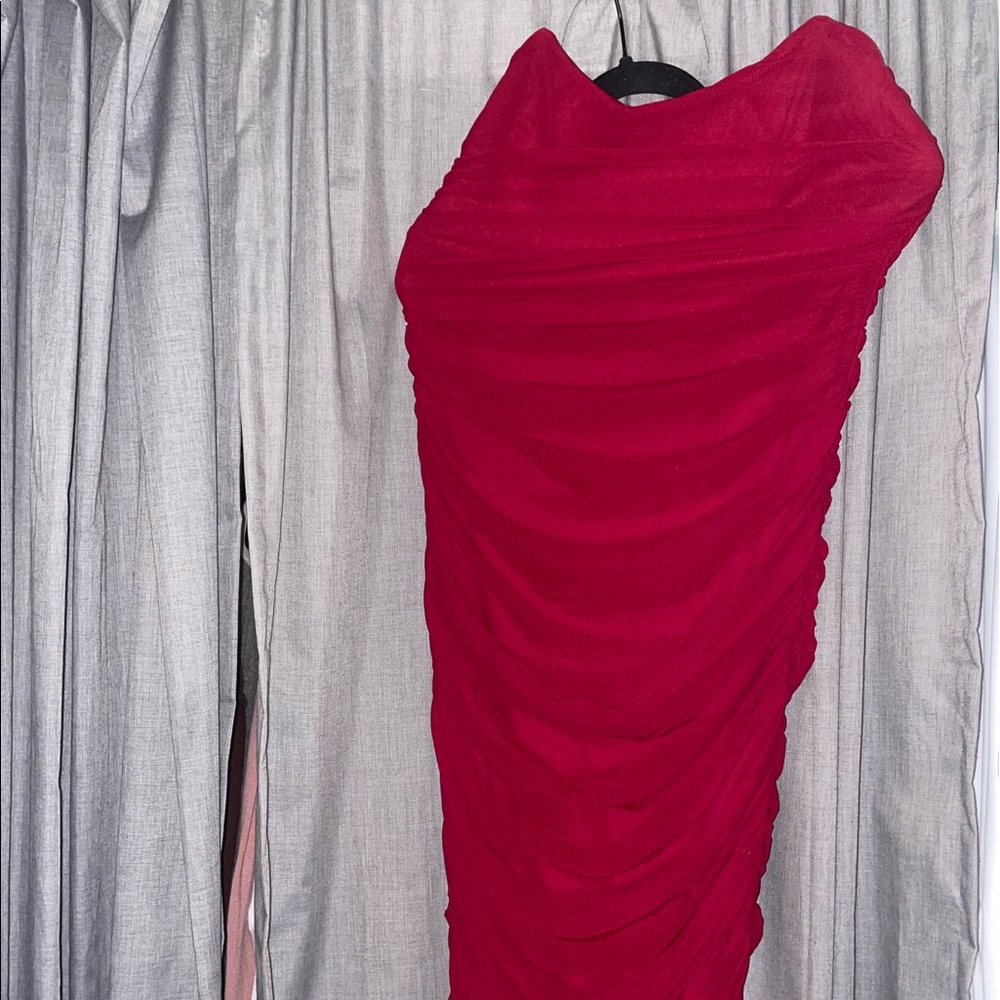 Red Long Mesh dress